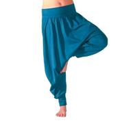 SAVARI | Pantaloni Harem Senza Tasche | Etnico | Confortevole | Pantaloni Ideali per Yoga, Pilates e Danza | Unisex | Tiro Basso e Vita Larga | Liscio | Blu| Taglia L | Grandi Formati Disponibili
