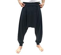 SAVARI | Pantaloni Harem Senza Tasche | Etnico | Confortevole | Pantaloni Ideali per Yoga, Pilates e Danza | Unisex | Tiro Basso e Vita Larga | Liscio | Nero | Taglia L | Grandi Formati Disponibili