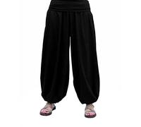 SAVARI | Pantaloni Larghi | Modello Aladin | Harem Pants | Con stile orientale, ampio, lungo e confortevole | Ideale per lo Yoga | Donne e uomini | Liscio | Nero | Taglia L |Grandi formati disponibili