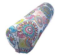 SAVASANAS - Bolter Yoga Mandalas, Cuscino Yoga, Cuscino Meditazione, Bolster cilindrico, Cuscino Yoga cilindrico, Rivestimento Lavabile, ripieno di pula di Farro bio, 62x20cm