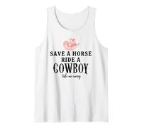 Save a Horse Ride a Cowboy Pink Cowgirl Hat Country Western Canotta
