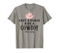 Save a Horse Ride a Cowboy Pink Cowgirl Hat Country Western Maglietta