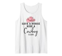Save a Horse Ride a Cowboy Sign Yeehaw Hot Pink Cowgirl Hat Canotta