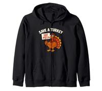 Save a Turkey Eat Pizza Divertente Ringraziamento Uomini Donne Cibo Felpa con Cappuccio