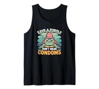 Save a Turtle Don't Wear Preservativi Graphic - Divertente Umorismo per Adulti Canotta