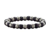 SAVE BRAVE Bruce Herren Armband mit Onyxperlen und Carbonperlen in Schwarz und Silber - Länge: 20 cm - inkl. Schmuckverpackung