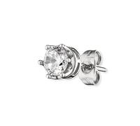 Save Brave Caesar - Orecchini da uomo in acciaio inox con zirconi bianchi, chiusura a farfalla, dimensioni: 5,5 mm, senza nichel e piombo, con confezione regalo, 5,5mm, Acciaio inossidabile, Nessuna