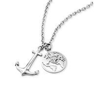 Save Brave Collana con ciondolo Anchorworld in acciaio inox color argento - lunghezza: 50 cm + 10 cm allungabile - con confezione regalo, Länge: 50 cm + 10 cm, Acciaio inossidabile, Nessuna pietra