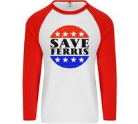 Save Ferris Divertente 80's Film Uomo L/S Baseball T-Shirt