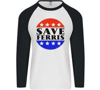 Save Ferris Divertente 80's Film Uomo L/S Baseball T-Shirt