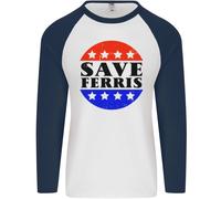 Save Ferris Divertente 80's Film Uomo L/S Baseball T-Shirt