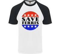 Save Ferris Divertente Maglietta Baseball S/S Da Uomo Degli Anni '80