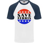 Save Ferris Divertente Maglietta Baseball S/S Da Uomo Degli Anni '80