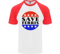 Save Ferris Divertente Maglietta Baseball S/S Da Uomo Degli Anni '80