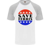 Save Ferris Divertente Maglietta Baseball S/S Da Uomo Degli Anni '80