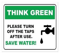 Save H2O Turn Valve Off Metal Sign For Daycare Centre 12x8 Inch