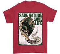 Save Nature Environment Climate Change Life - Maglietta da uomo, 100% cotone, Rosso, L
