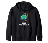 Save Our World Animals Around The Earth Funny Earth Day Felpa con Cappuccio