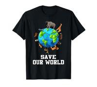 Save Our World Animals Around The Earth Funny Earth Day Maglietta