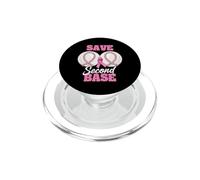 Save Second 2nd Base Funny Baseball Breast Cancer Awareness PopSockets PopGrip per MagSafe