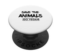 Save The Animals Go Vegan - Love Veggies, Vegetarian, Peace PopSockets PopGrip Adesivo