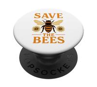 Save The Bees - Ape vintage con accenti floreali PopSockets PopGrip Adesivo