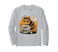 Save The Bees Enthusiast Messaggio sostenibile Maglia a Manica