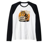 Save The Bees Enthusiast Messaggio sostenibile Maglia con Maniche Raglan
