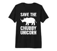 Save The Chubby Unicorn Rhino Funny Graphic Sarcastico Maglietta Premium
