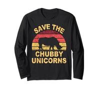 Save The Chubby Unicorns. Divertente Fat Rhinos Vintage Maglia a Manica