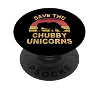 Save the Chubby Unicorns. Divertente Fat Rhinos Vintage PopSockets PopGrip Adesivo