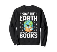 Save The Earth Books Lovers Reading Eco-Friendly Felpa