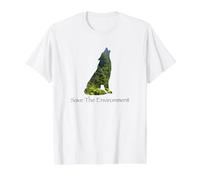 Save The Environment Wolf Silhouette tutela dell'ambiente Maglietta con Stampa Grafica Economica
