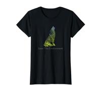 Save The Environment Wolf Silhouette tutela dell'ambiente Maglietta con Stampa Grafica Economica