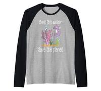 Save The Ocean, Save The Planet Save Marine Life Divertente Maglia con Maniche Raglan