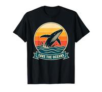 Save The Oceans - Maglietta Grafica retrò con megattera Maglietta