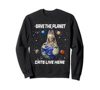 Save The Planet Cats Live Here Funny Kitten Cat Lovers Felpa