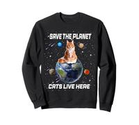 Save The Planet Cats Live Here Funny Kitten Cat Lovers Felpa