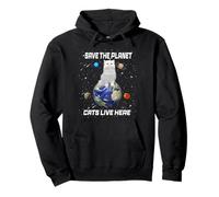 Save The Planet Cats Live Here Funny Kitten Cat Lovers Felpa con Cappuccio