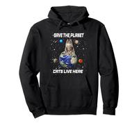 Save The Planet Cats Live Here Funny Kitten Cat Lovers Felpa con Cappuccio