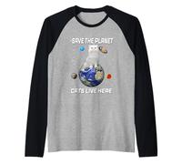 Save The Planet Cats Live Here Funny Kitten Cat Lovers Maglia con Maniche Raglan