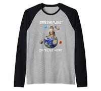 Save The Planet Cats Live Here Funny Kitten Cat Lovers Maglia con Maniche Raglan
