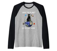 Save The Planet Cats Live Here Funny Kitten Cat Lovers Maglia con Maniche Raglan