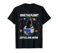 Save The Planet Cats Live Here Funny Kitten Cat Lovers Maglietta