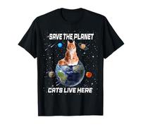 Save The Planet Cats Live Here Funny Kitten Cat Lovers Maglietta