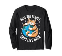 Save The Planet I gatti vivono qui Maglia a Manica