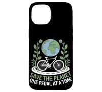 Save the Planet One Pedal at a Time Bike Pendolarismo Custodia per iPhone 15