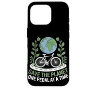 Save the Planet One Pedal at a Time Bike Pendolarismo Custodia per iPhone 16 Pro