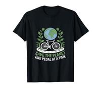 Save the Planet One Pedal at a Time Bike Pendolarismo Maglietta