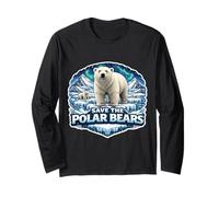 Save The Polar Bears Lover Earth Day Ambiente Ecologia Fan Maglia a Manica